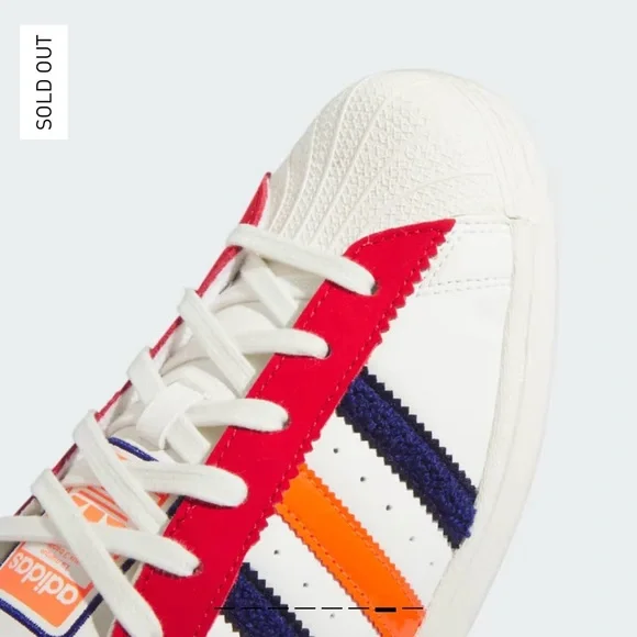 ADIDAS Superstar Shoes in Off White /Better Scarlet /Solar Red, Size 7 - Picture 3 of 16